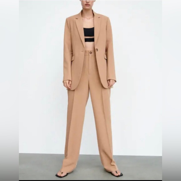 Zara light camel classy blazer jacket M NEW⭐️ - Picture 4 of 16
